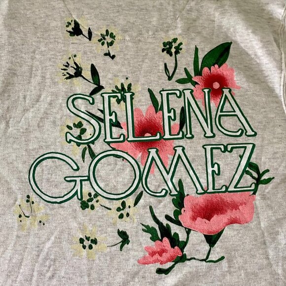 Selena Gomez Women's Zip-Up Hoodie Gray Floral Back Print Medium NEW NWT - Picture 8 of 11